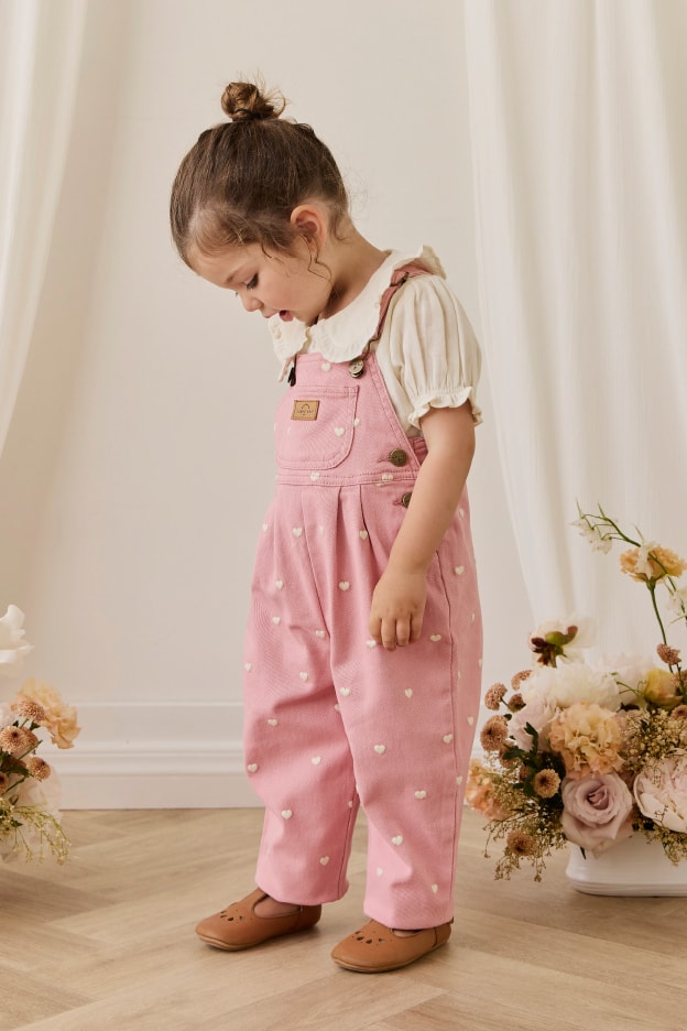 コットンツィルオーバーオール Petite Heart Rose