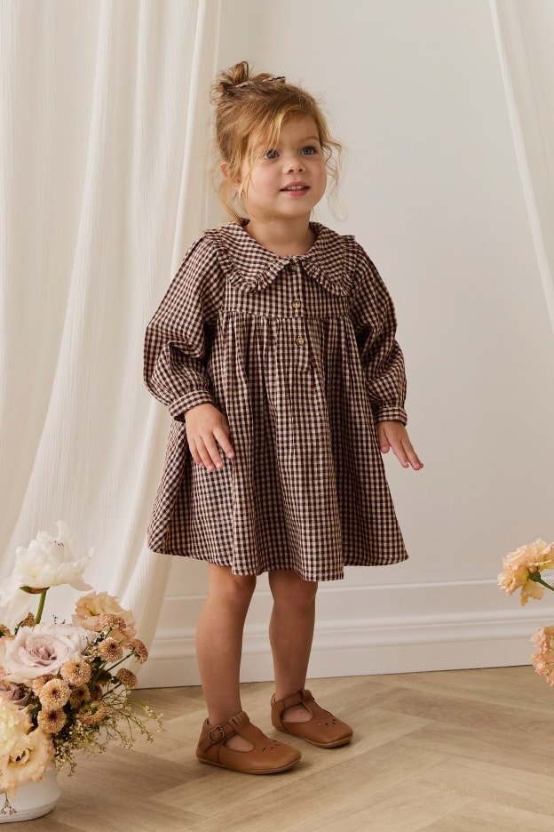 長袖ワンピース Cinnamon Gingham