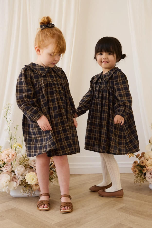 長袖ワンピース Woodland Check