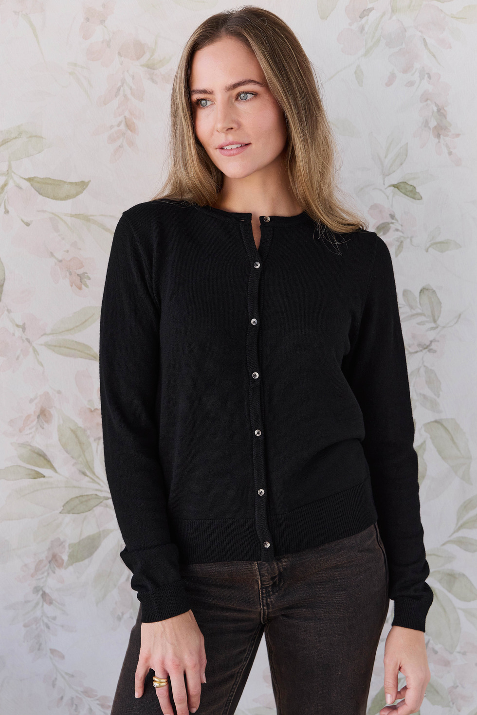 【Women】Merino ニットカーディガン（ブラック）